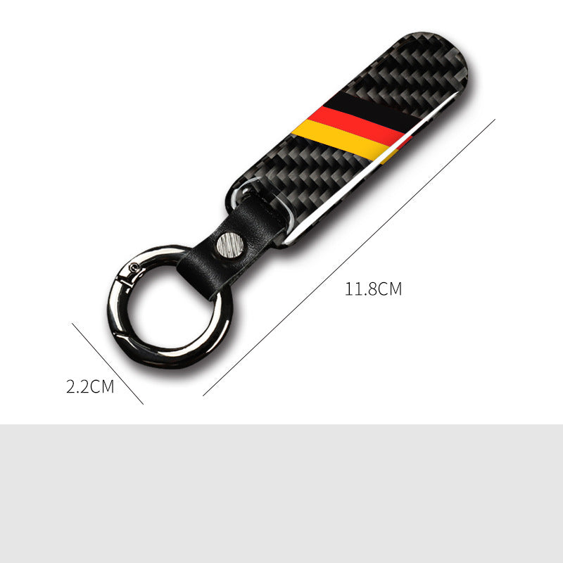 Racing Themed Carbon Fiber Keychain
