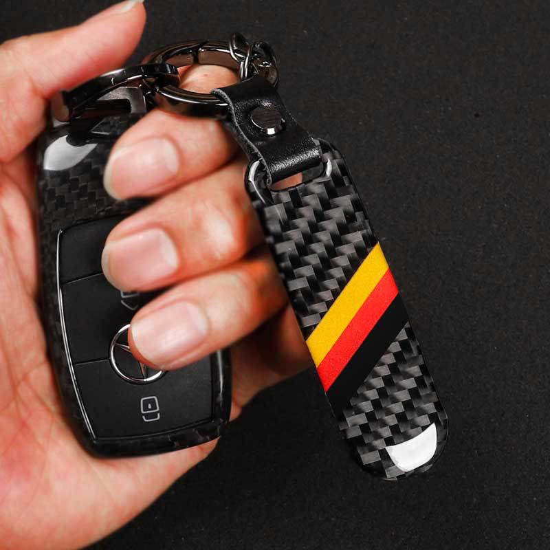 Racing Themed Carbon Fiber Keychain