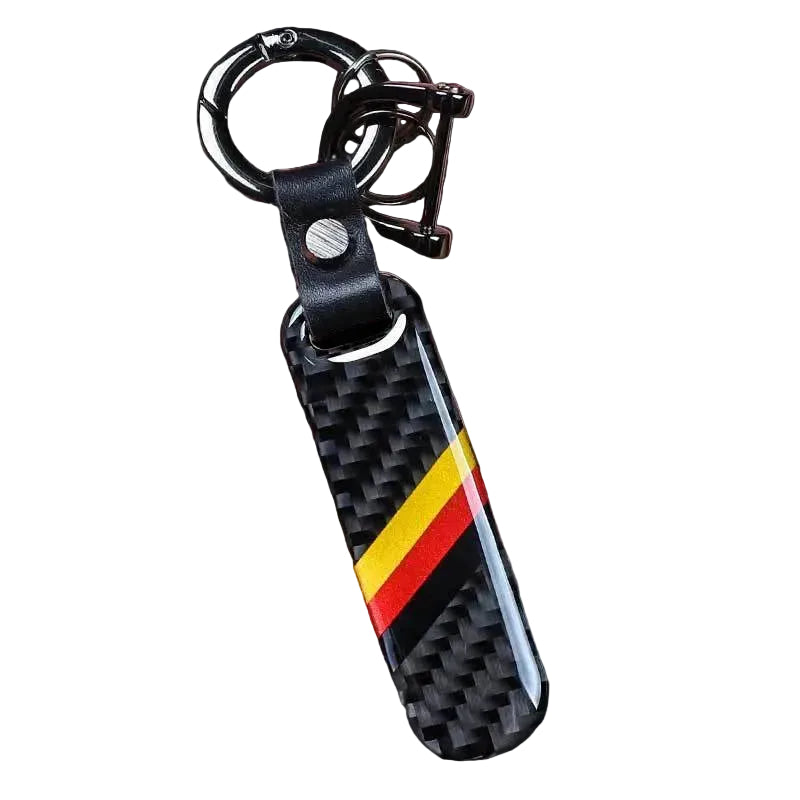 Racing Themed Carbon Fiber Keychain
