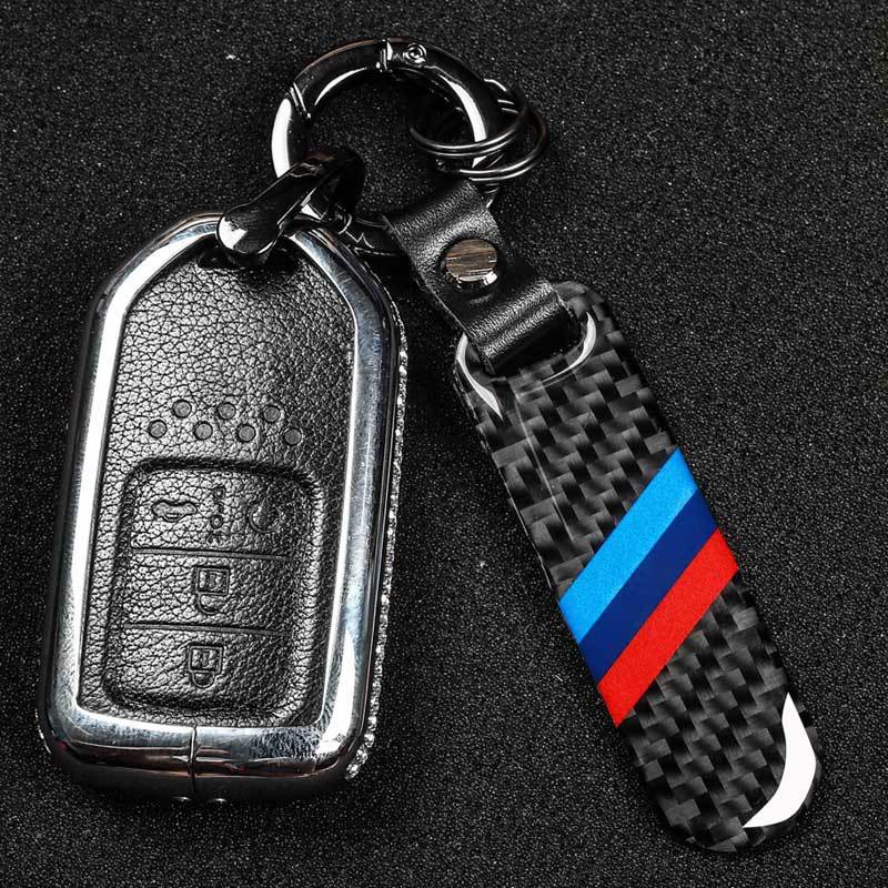 Racing Themed Carbon Fiber Keychain