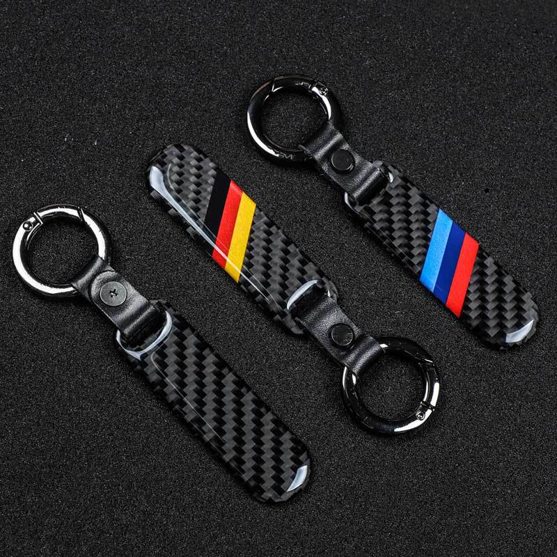 Racing Themed Carbon Fiber Keychain