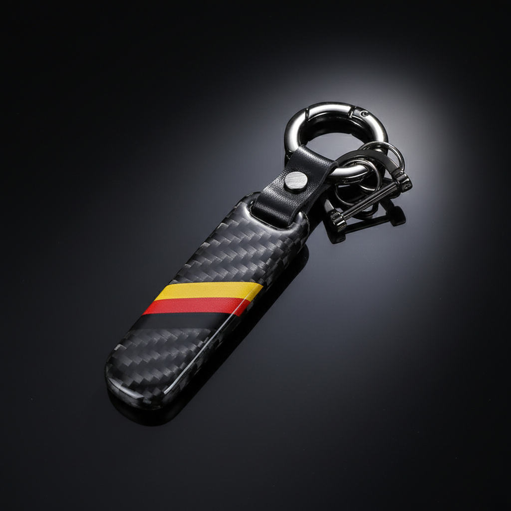 Racing Themed Carbon Fiber Keychain